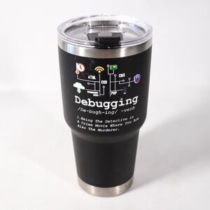 Debugging Computer Programmer Coder Stainless Steel Tumbler Coffee Cup Black